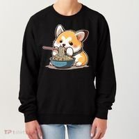 Chubby Corgi Dog Anime Eating Ramen Cute Women's Sweatshirt thumb 0