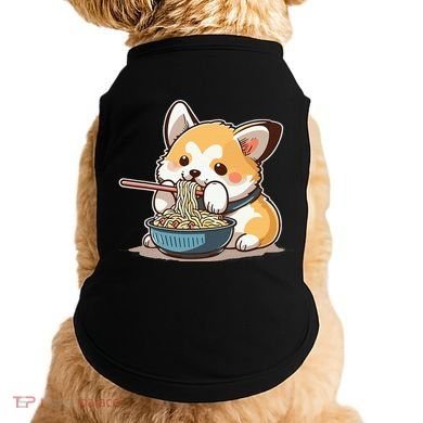 Chubby Corgi Dog Anime Eating Ramen Cute Doggie Tank