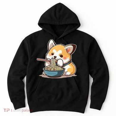 Chubby Corgi Dog Anime Eating Ramen Cute Hoodie