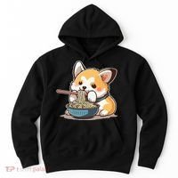 Chubby Corgi Dog Anime Eating Ramen Cute Hoodie thumb 0