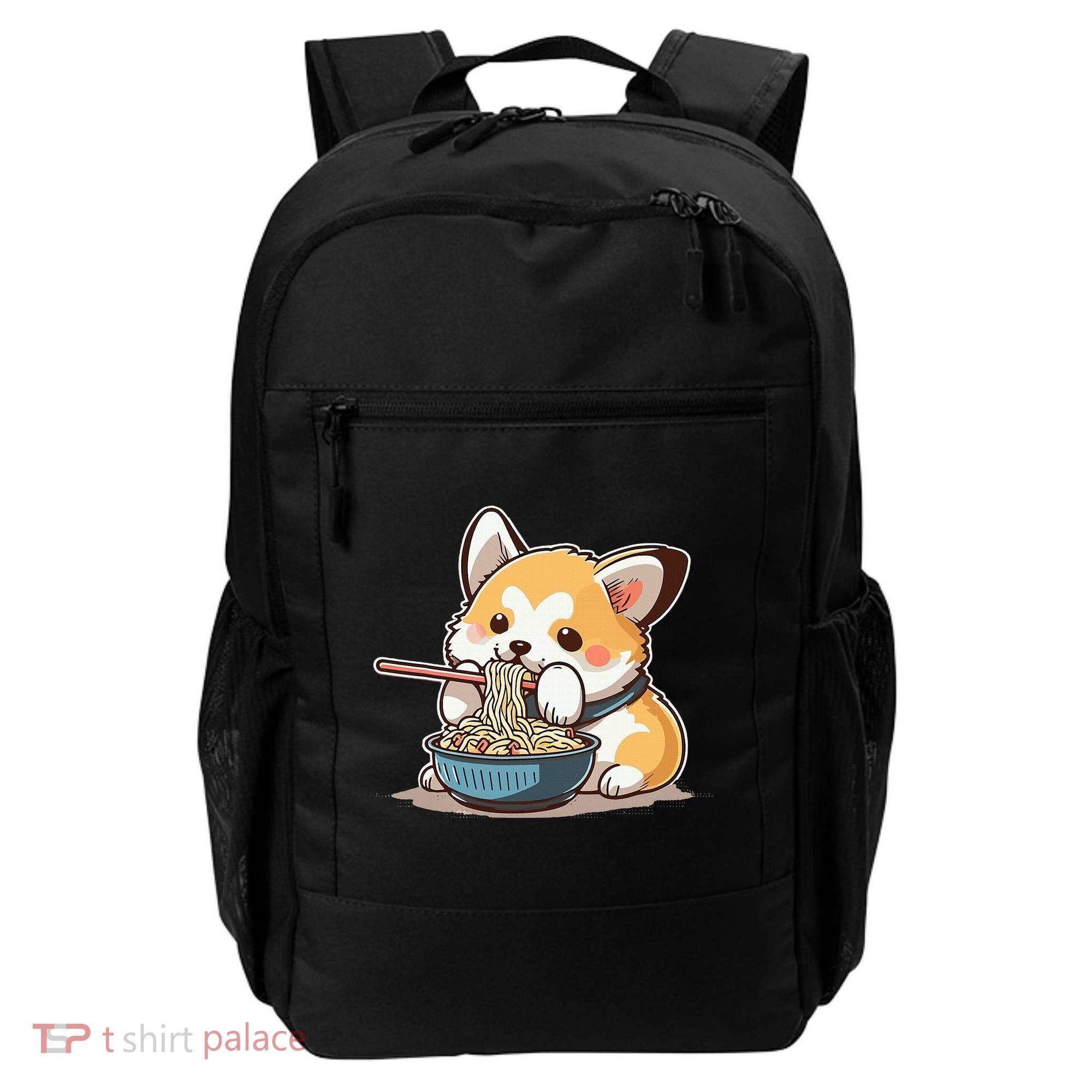 Chubby Corgi Dog Anime Eating Ramen Cute Backpack