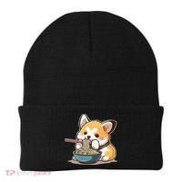 Chubby Corgi Dog Anime Eating Ramen Cute Beanie thumb 0