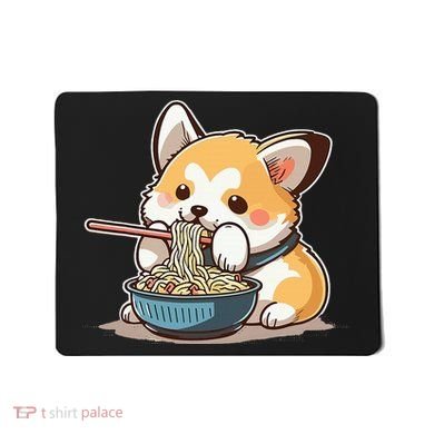 Chubby Corgi Dog Anime Eating Ramen Cute Mousepad