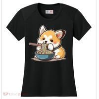 Chubby Corgi Dog Anime Eating Ramen Cute Women's Cooling Performance Crew T-Shirt thumb 0