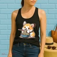 Chubby Corgi Dog Anime Eating Ramen Cute Women's Tank Top thumb 2