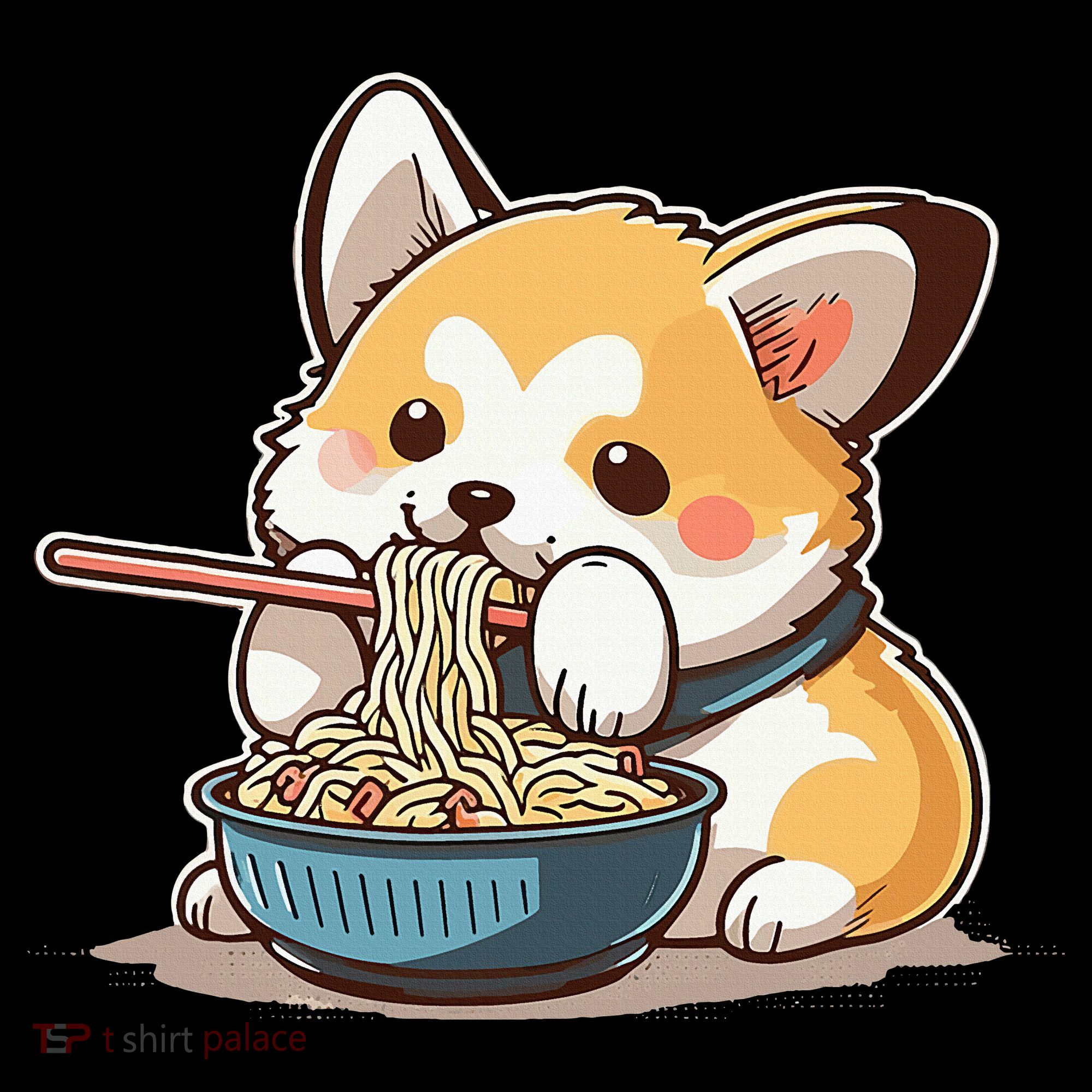 Chubby Corgi Dog Anime Eating Ramen Cute Women's Tank Top