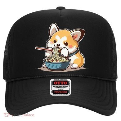 Chubby Corgi Dog Anime Eating Ramen Cute Hat