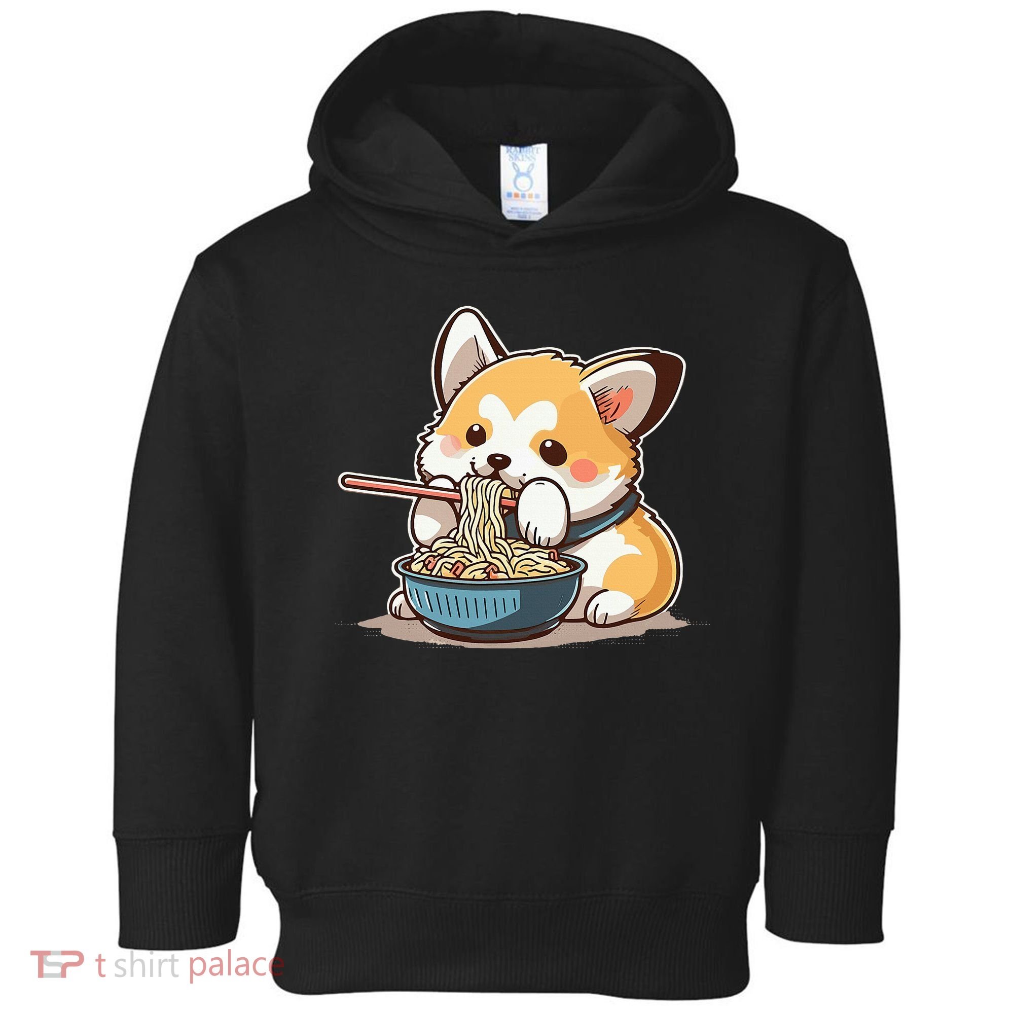 Chubby Corgi Dog Anime Eating Ramen Cute Toddler Hoodie
