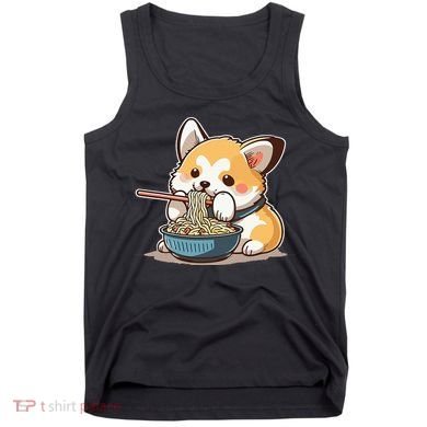 Chubby Corgi Dog Anime Eating Ramen Cute Tank Top