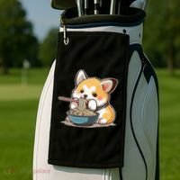 Chubby Corgi Dog Anime Eating Ramen Cute Golf Towel thumb 2