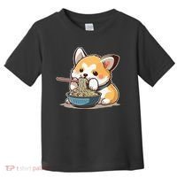 Chubby Corgi Dog Anime Eating Ramen Cute Toddler T-Shirt thumb 0