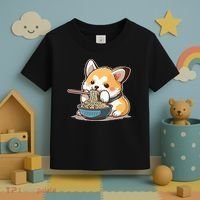 Chubby Corgi Dog Anime Eating Ramen Cute Toddler T-Shirt thumb 3