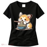 Chubby Corgi Dog Anime Eating Ramen Cute Women's T-Shirt thumb 0