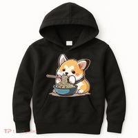 Chubby Corgi Dog Anime Eating Ramen Cute Kids Hoodie thumb 0