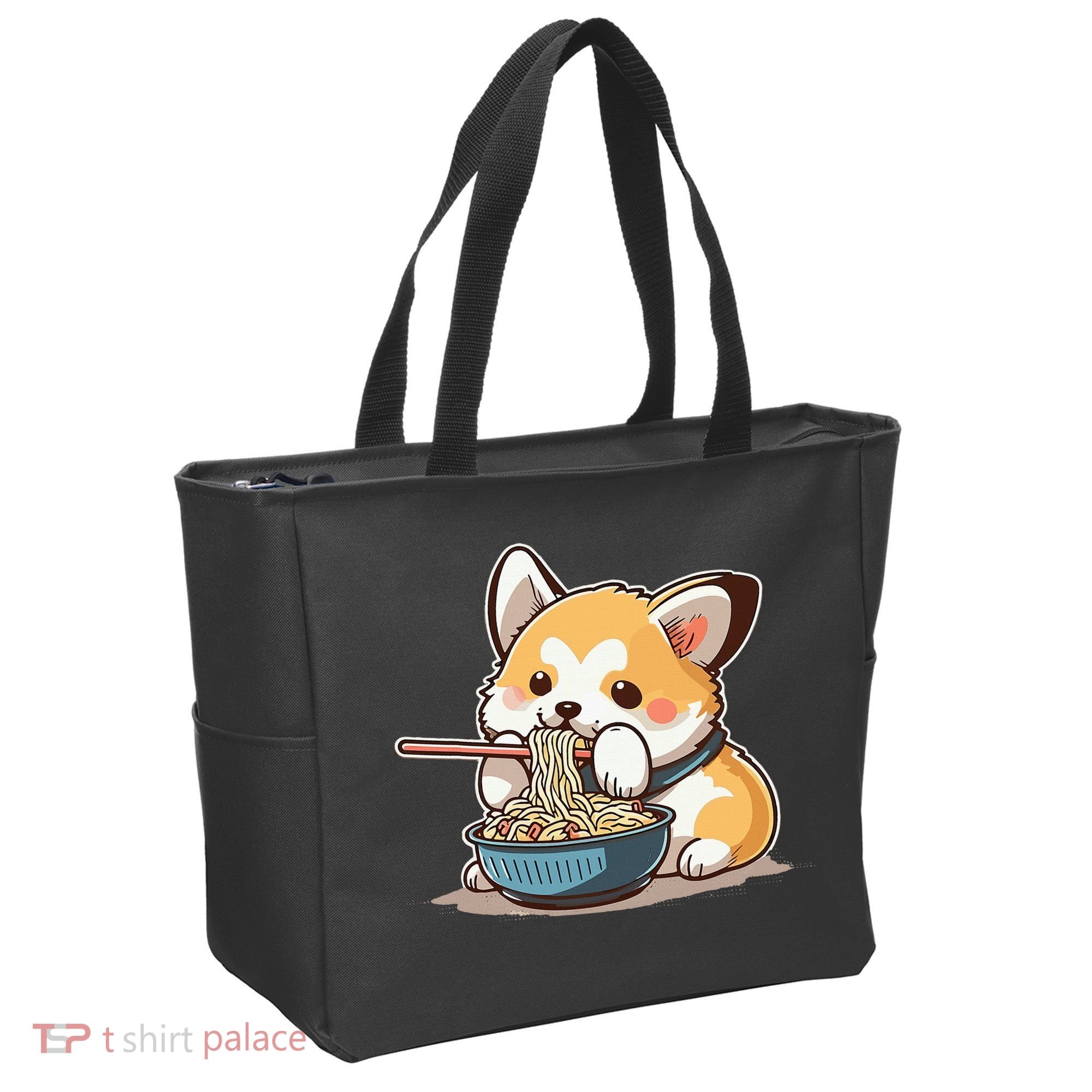 Chubby Corgi Dog Anime Eating Ramen Cute Tote Bag