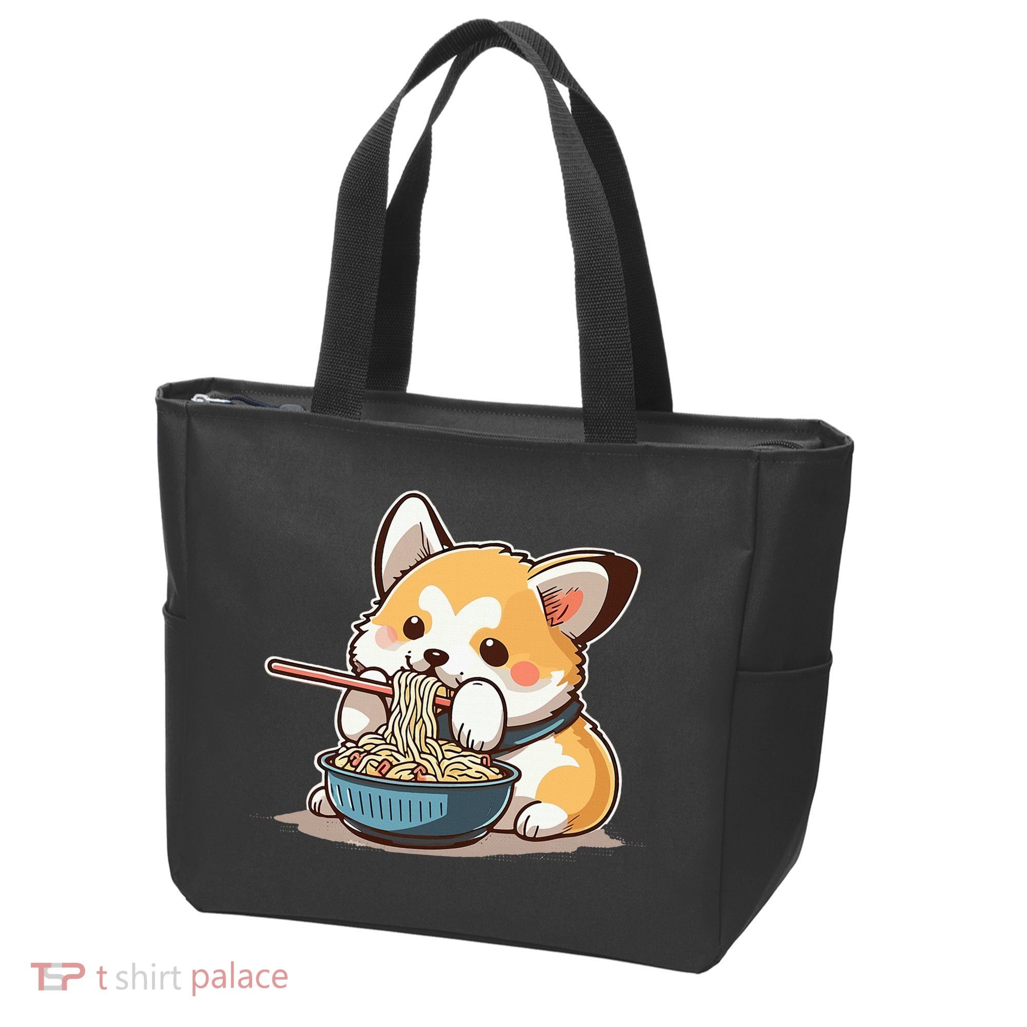Chubby Corgi Dog Anime Eating Ramen Cute Tote Bag