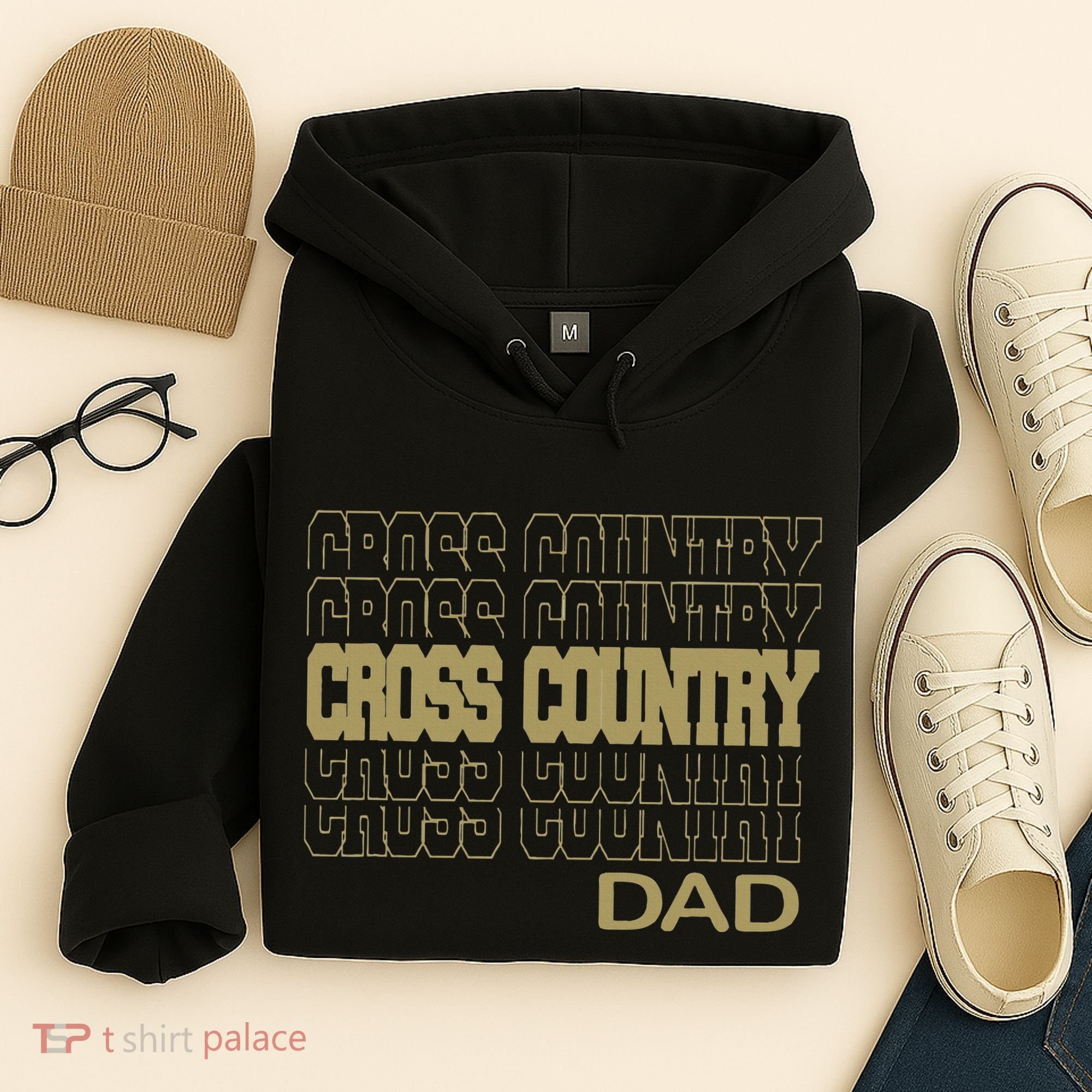 Cross Country Dad In Modern Stacked Lettering Hoodie