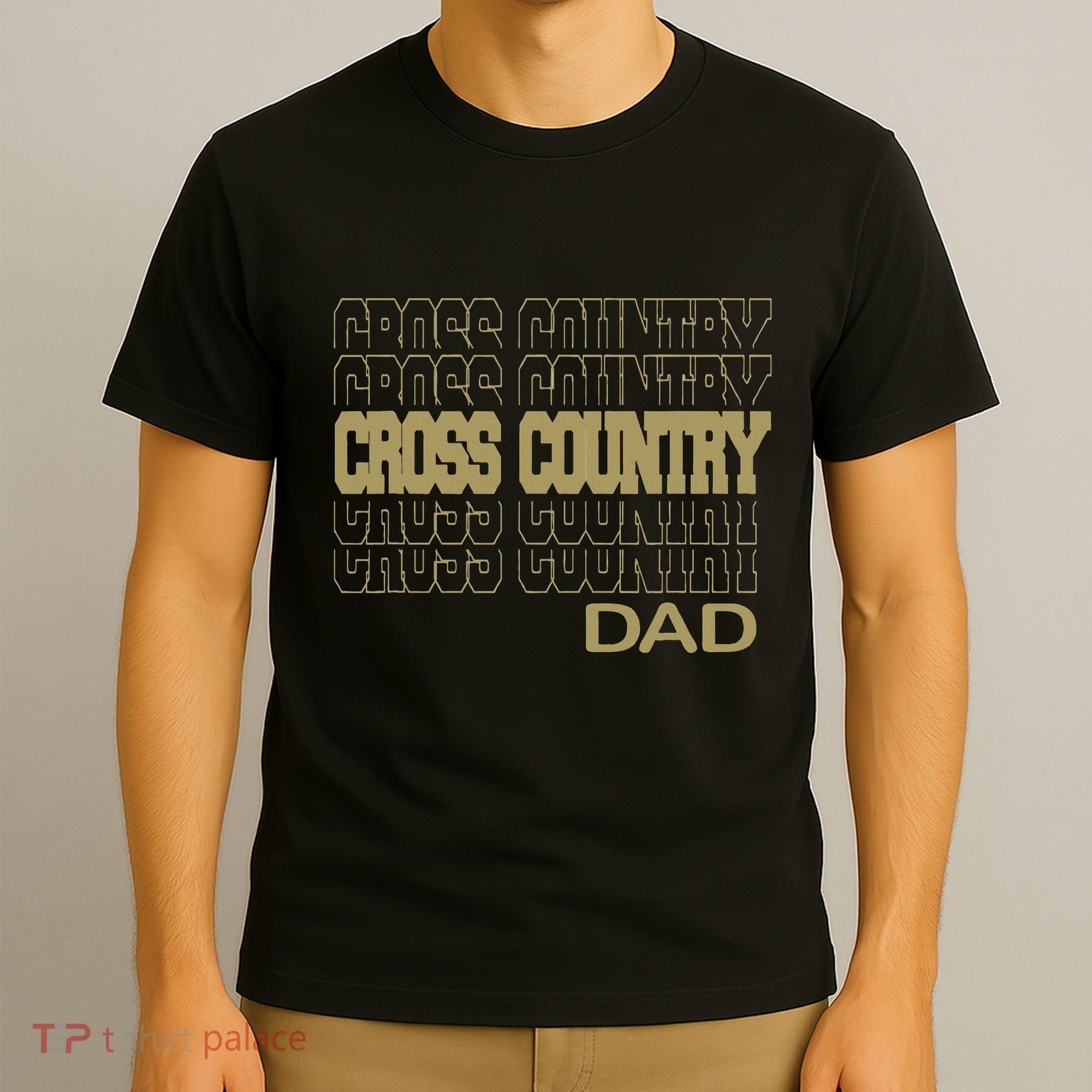 Cross Country Dad In Modern Stacked Lettering T-Shirt