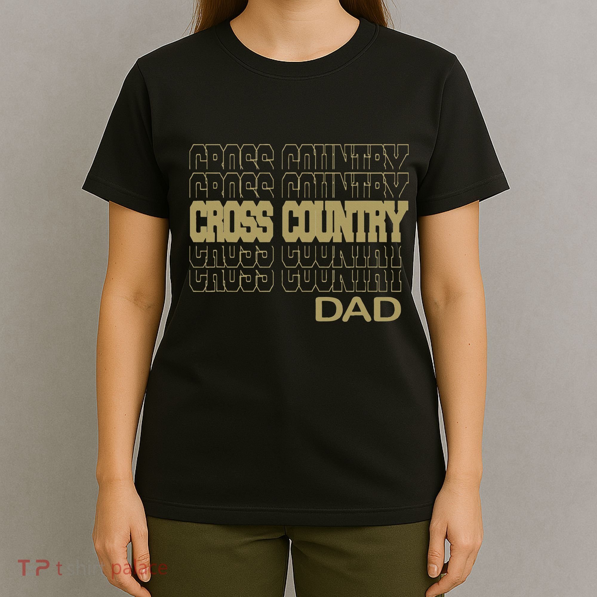 Cross Country Dad In Modern Stacked Lettering T-Shirt