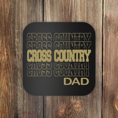 Cross Country Dad In Modern Stacked Lettering Coaster