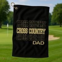 Cross Country Dad In Modern Stacked Lettering Golf Towel thumb 1