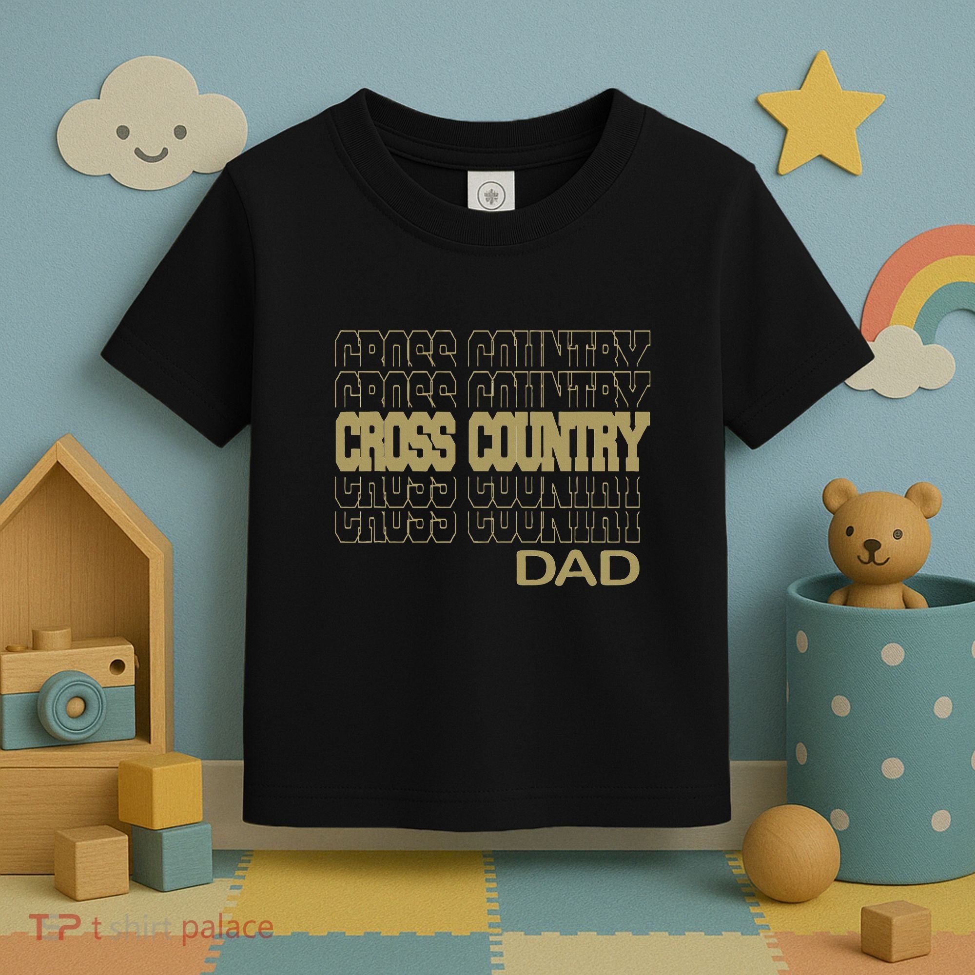 Cross Country Dad In Modern Stacked Lettering Toddler T-Shirt
