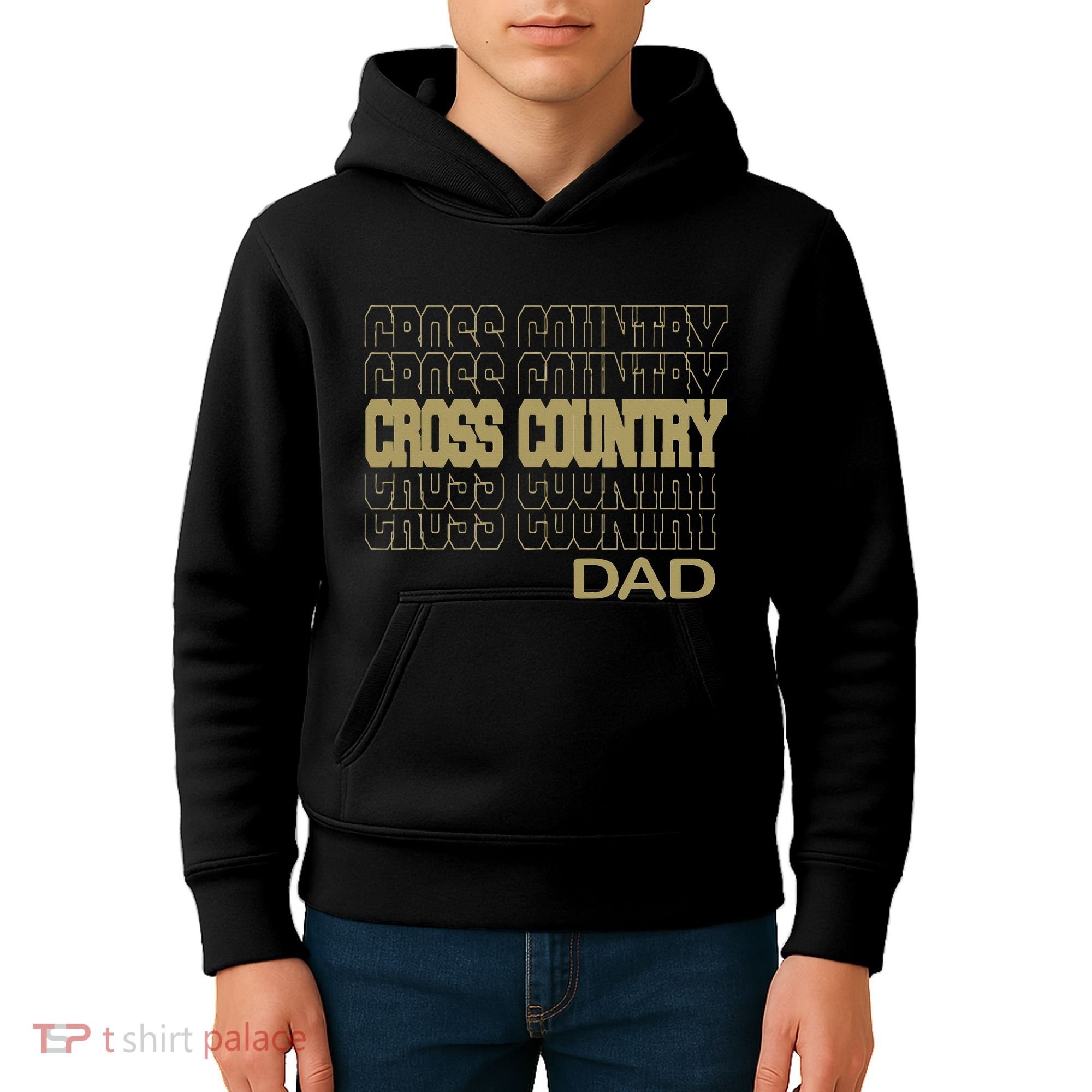 Cross Country Dad In Modern Stacked Lettering Kids Hoodie