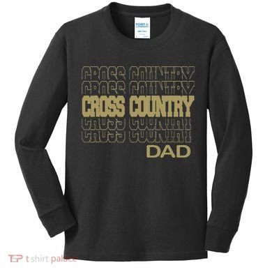 Cross Country Dad In Modern Stacked Lettering Kids Long Sleeve Shirt