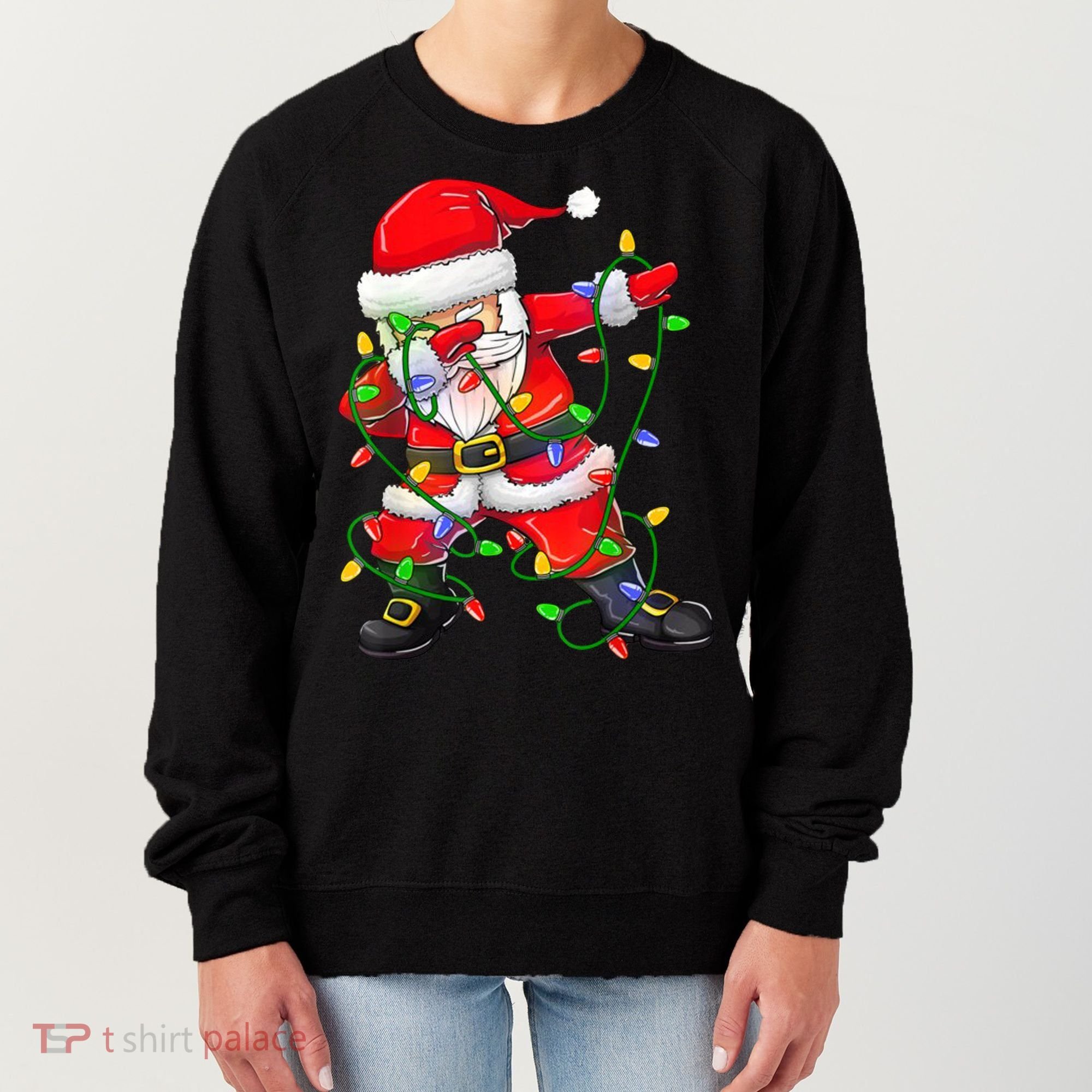 Cute Christmas Dabbing Santa Lights Women's Sweatshirt