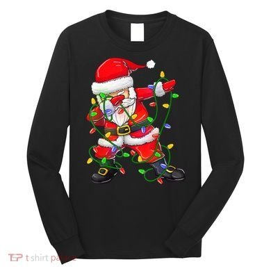 Cute Christmas Dabbing Santa Lights Long Sleeve Shirt