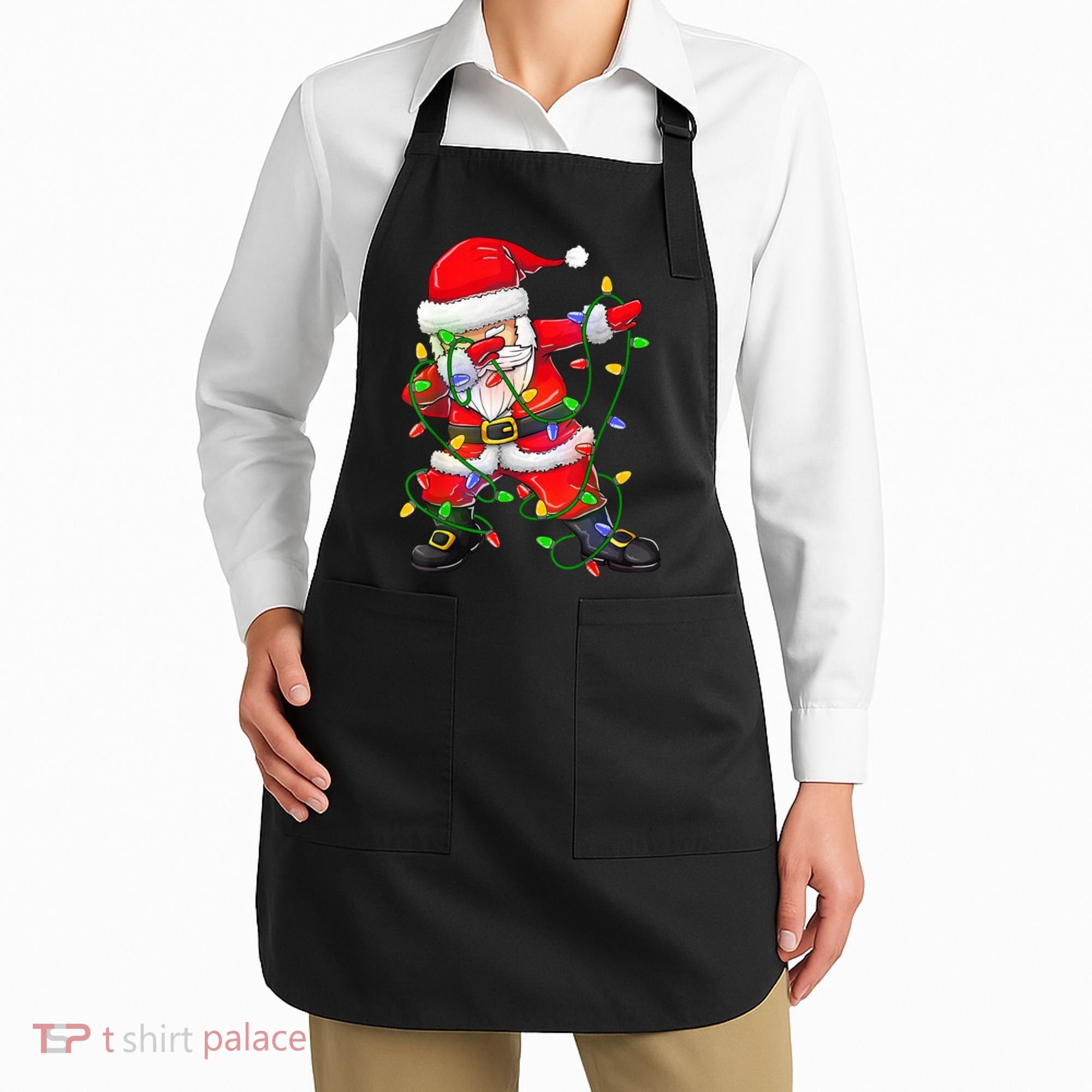 Cute Christmas Dabbing Santa Lights Apron
