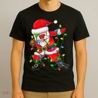 Cute Christmas Dabbing Santa Lights T-Shirt thumb 3