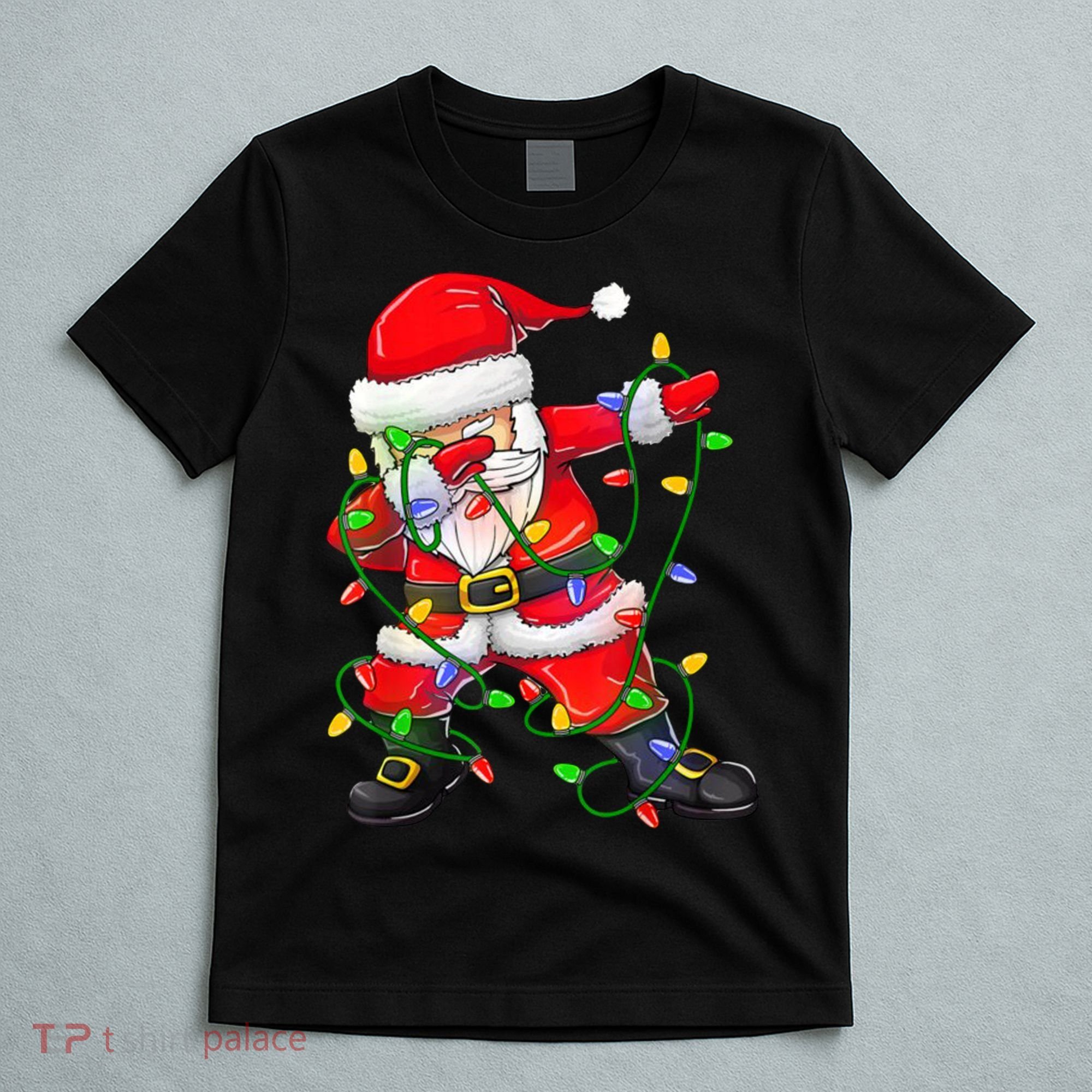 Cute Christmas Dabbing Santa Lights T-Shirt