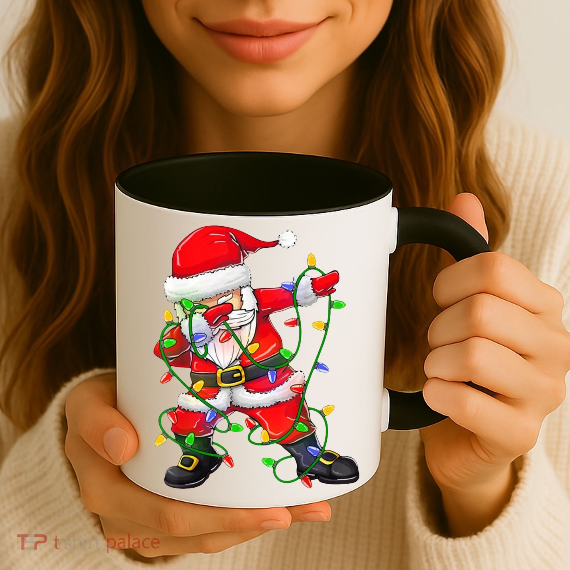 Cute Christmas Dabbing Santa Lights Coffee Mug