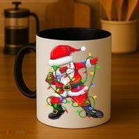 Cute Christmas Dabbing Santa Lights Coffee Mug thumb 4