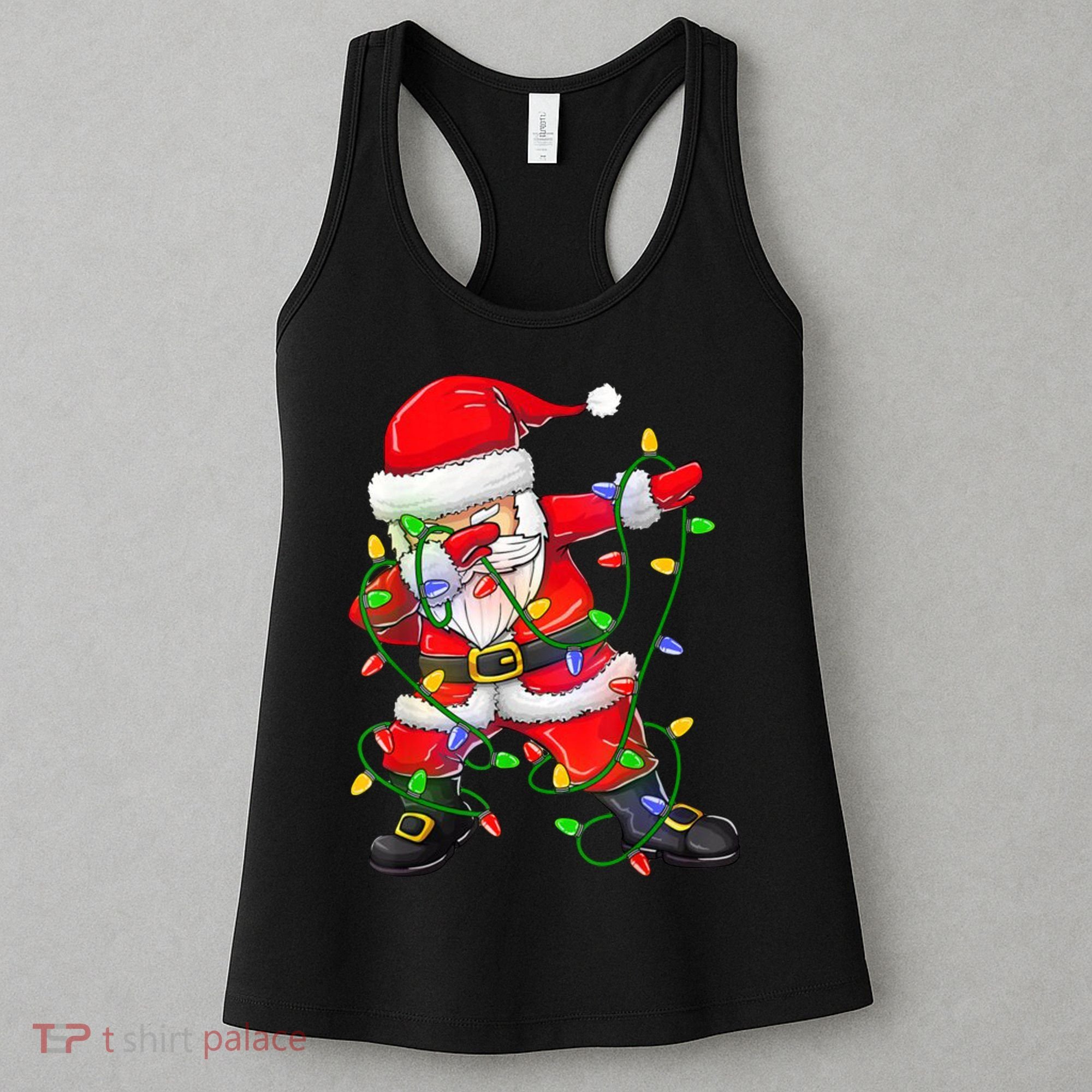 Cute Christmas Dabbing Santa Lights Women's Tank Top