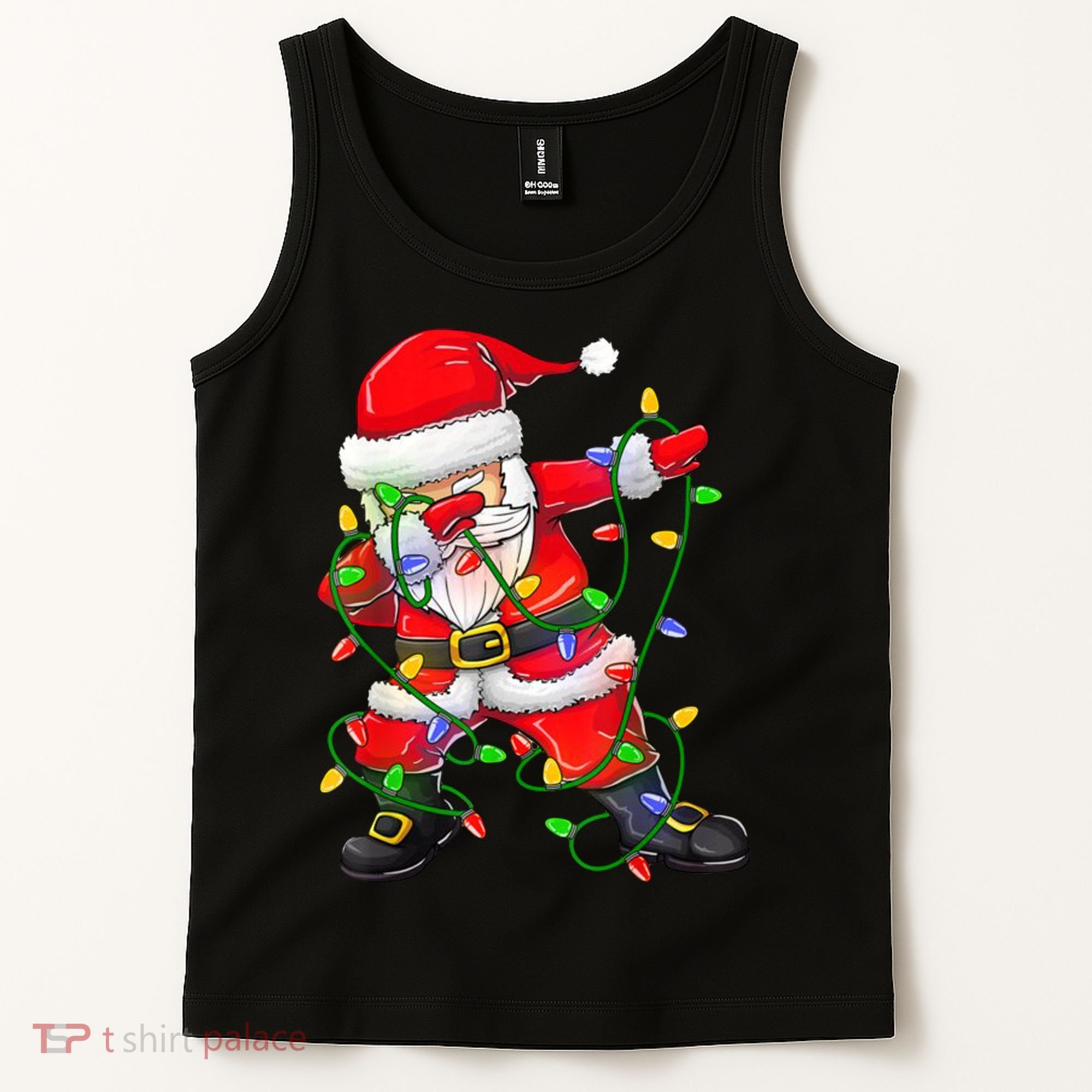 Cute Christmas Dabbing Santa Lights Tank Top