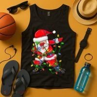 Cute Christmas Dabbing Santa Lights Tank Top thumb 4