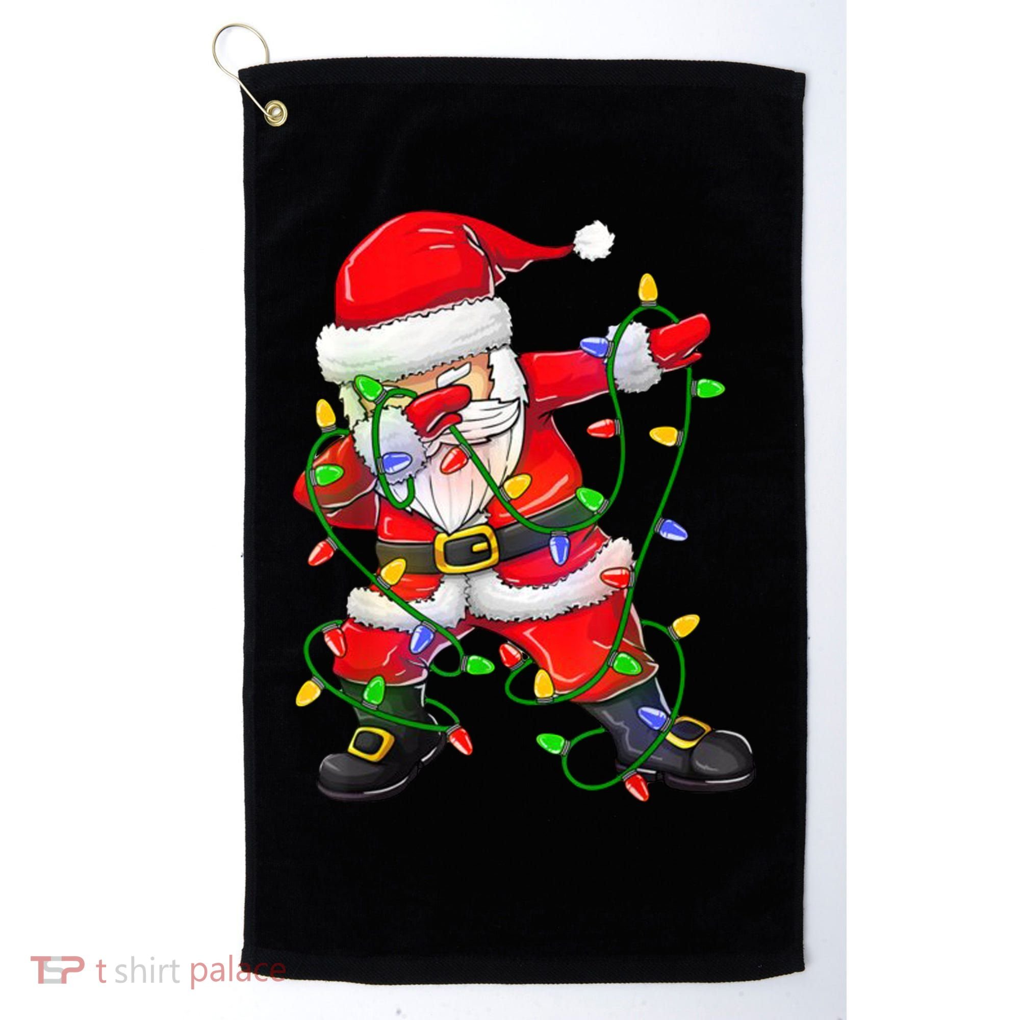 Cute Christmas Dabbing Santa Lights Golf Towel