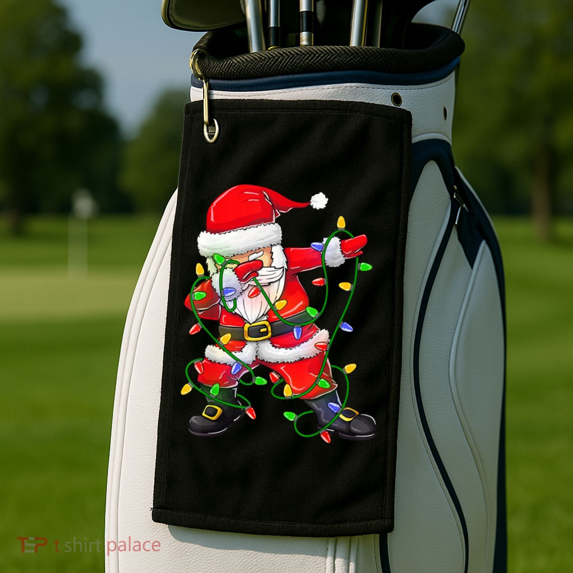 Cute Christmas Dabbing Santa Lights Golf Towel