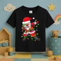 Cute Christmas Dabbing Santa Lights Toddler T-Shirt thumb 3