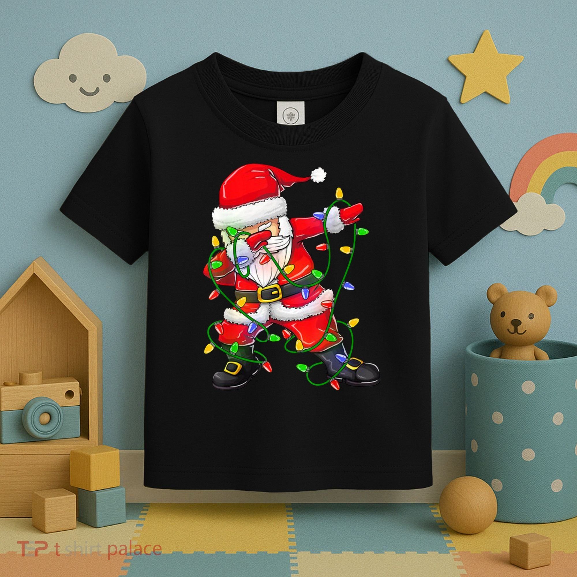 Cute Christmas Dabbing Santa Lights Toddler T-Shirt