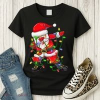 Cute Christmas Dabbing Santa Lights Women's T-Shirt thumb 3