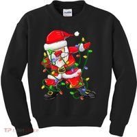 Cute Christmas Dabbing Santa Lights Kids Sweatshirt thumb 0