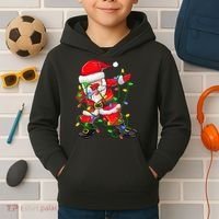 Cute Christmas Dabbing Santa Lights Kids Hoodie thumb 2
