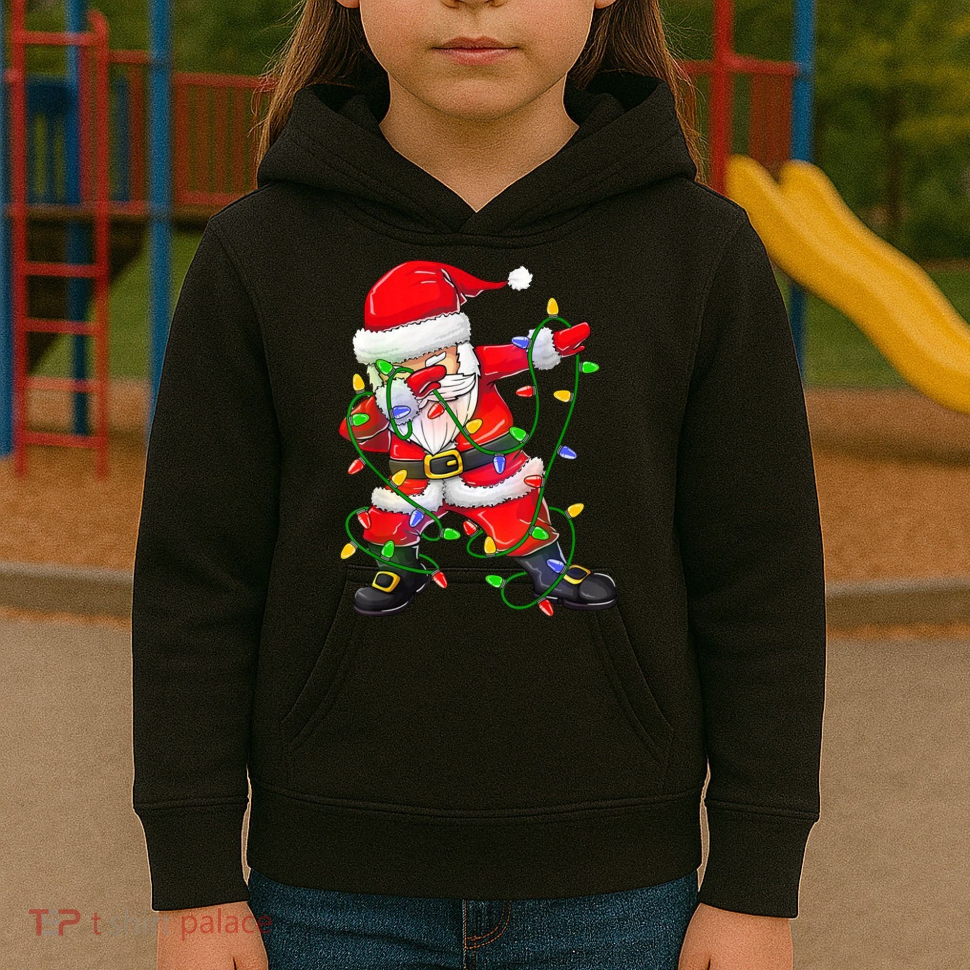 Cute Christmas Dabbing Santa Lights Kids Hoodie