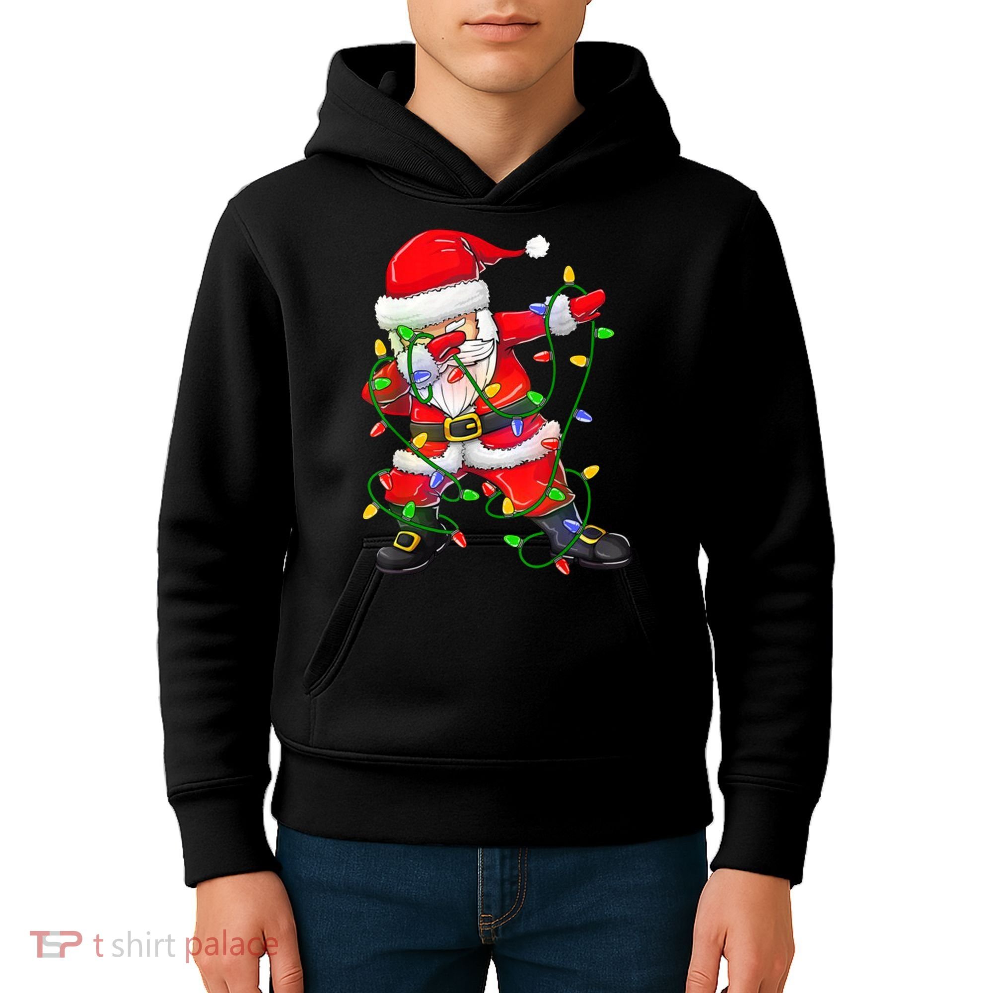 Cute Christmas Dabbing Santa Lights Kids Hoodie