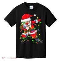 Cute Christmas Dabbing Santa Lights Kids T-Shirt thumb 0
