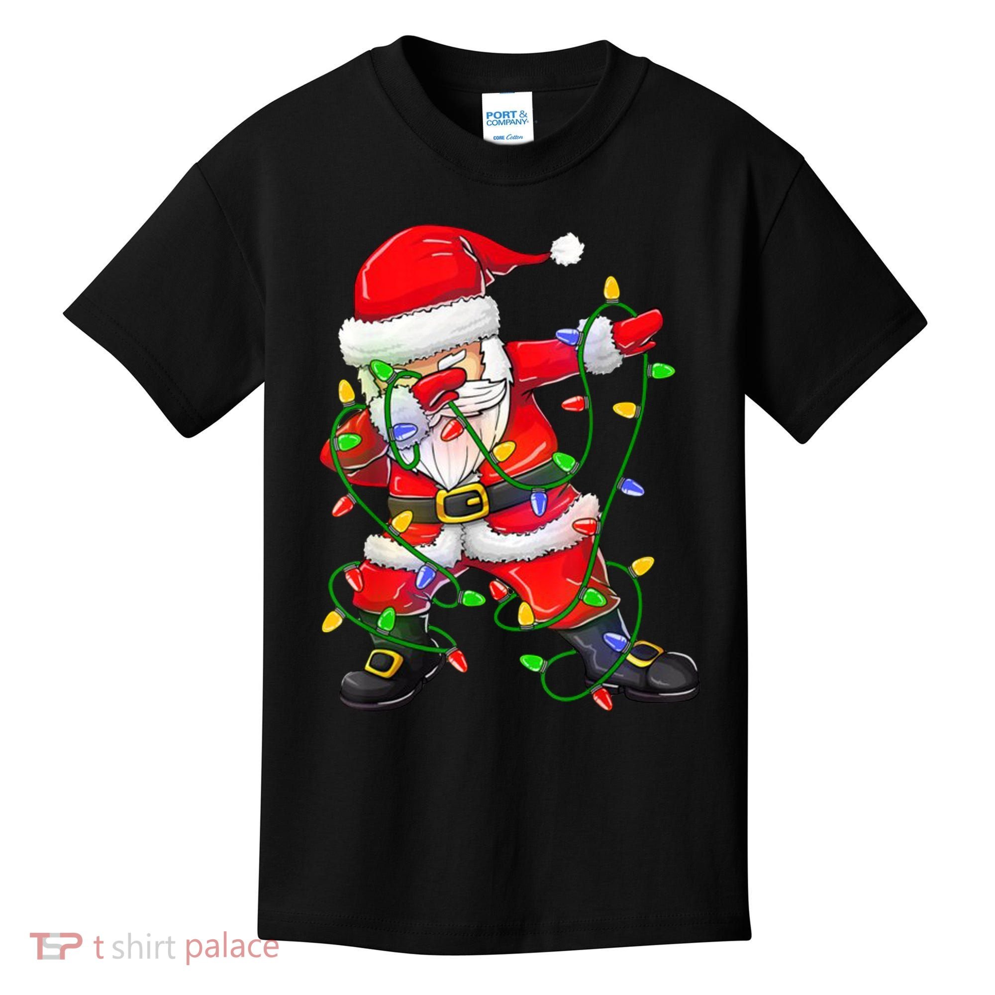 Cute Christmas Dabbing Santa Lights Kids T-Shirt