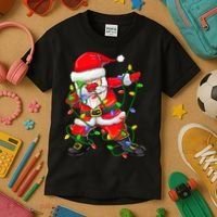 Cute Christmas Dabbing Santa Lights Kids T-Shirt thumb 3